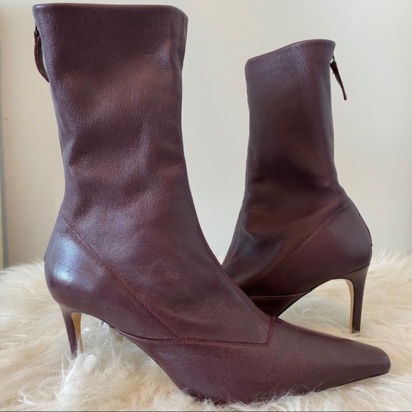 Zara Shoes - Zara Burgundy Leather Ankle Boots NWOT